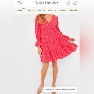 Tuckernuck Pomander Place Ikat Pink Zigzag Dress size Large